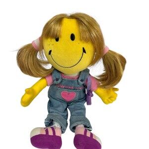 Commonwealth Sweet Love Smiley Face Plush Doll 14” Blonde Pigtails